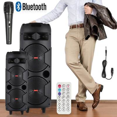 #ad Loud Portable Bluetooth Speaker Dual Sub woofer Party Heavy Bass Sound System