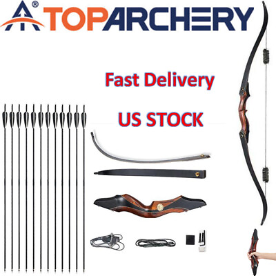 #ad Archery Takedown Recurve Bow laminated wooden limbs 31.5 in Arrows Hunting