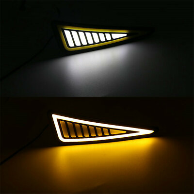 #ad 2Pcs Car Universal LED DRL Daytime Running Light Driving Turn Signal White Amber