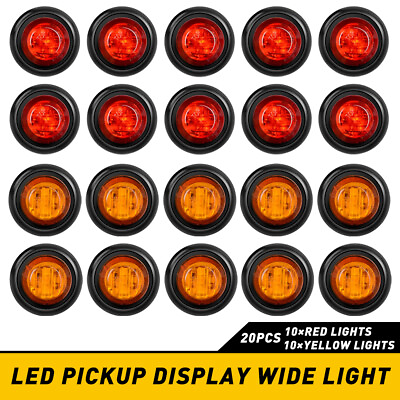 #ad #ad 20 X Mini Amber Red 12V 3 4quot; Round Marker Light Clearance 3 LED Bullet US STOCK