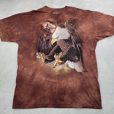 #ad The Mountain Shirt Men XXXL Brown Tie Dye American Bald Eagle USA Freedom Adult