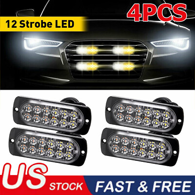 #ad Car 12 LED Strobe New Lamps Surface Mount Flashing Lights For Truck Pickup