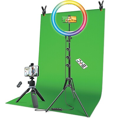 #ad #ad Content Kit with16 inch Ring Light 62 inch Adjustable Tripod and Green Screen