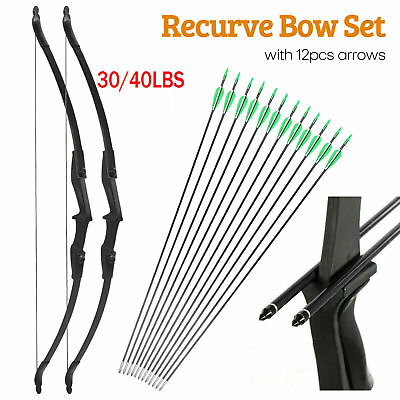 #ad #ad 57in Takedown Recurve Bow Right Left Hand Archery Hunting 12Pcs Arrow Quiver Set