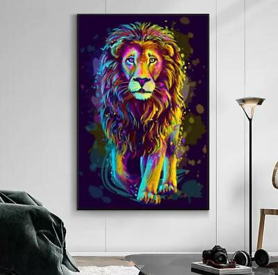 #ad Handpainted High Quality Oil Painting lion animal on Canvas Wall Art Home Decor