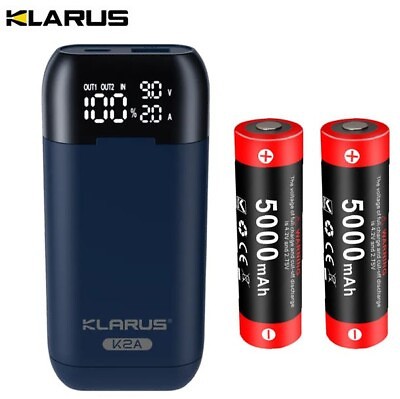 #ad Klarus K2A Intelligent Flashlight Dual Batteries 3 In 1 Charger2X5000mah batter