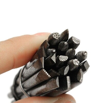 #ad 20Pcs 4mm Steel Punches Flower Punch Stamp Set Jewelry Metal Stamping Kit DIY
