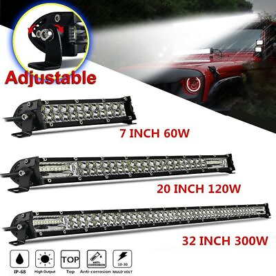#ad 7quot; 20quot; 32quot; LED Light Bar Spot Flood Combo Work SUV Boat Driving Offroad ATV 4WD