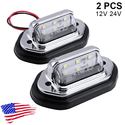 #ad Universal LED License Plate Tag Light Lamp White For Truck SUV Trailer RV Van 2x