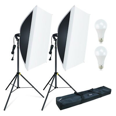 #ad LINCO 2 Softbox Light Kit Photo Studio Photography Continuous Lighting Stand Set