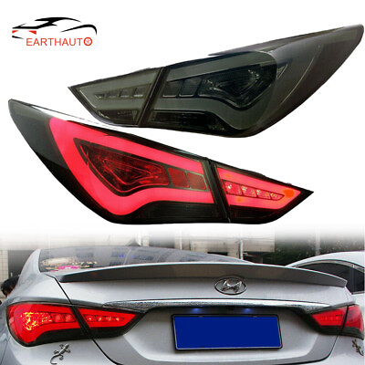 #ad LR LED Tail Lights For 11 14 Hyundai Sonata Brake Smoke Lens Lightbar Sedan New
