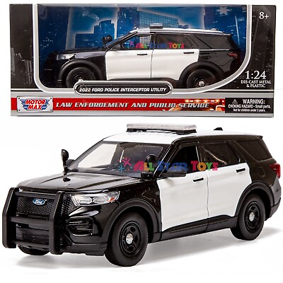 #ad STOCK 2022 Ford Explorer Police Diecast 1:24 Motormax Unmarked BLACK WHITE 76988