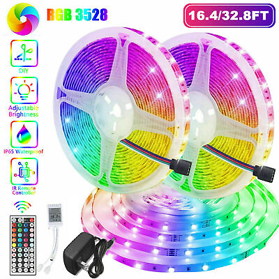 #ad 32FT Flexible 3528 RGB LED SMD Strip Light Remote Fairy Lights Room TV Party Bar