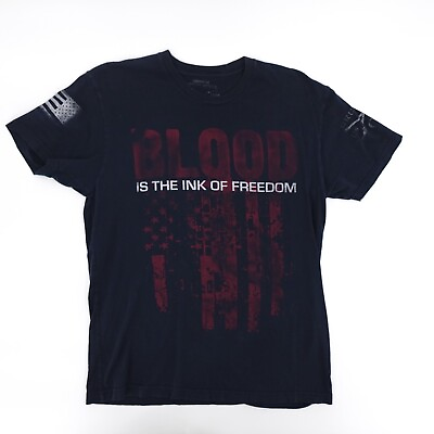 #ad Grunt Style Shirt Mens Medium Black Blood Ink Freedom Tactical USA Flag