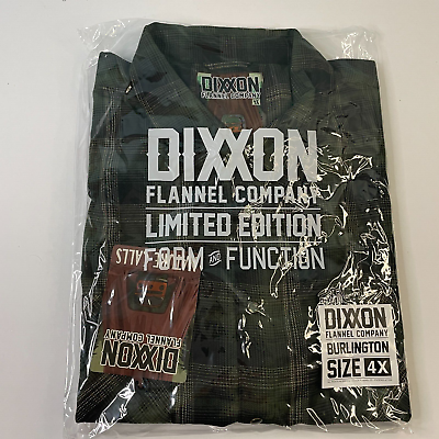 #ad Dixxon Burlington Flannel Shirt Mens 4XL Green Plaid Long Sleeve Form amp; Function