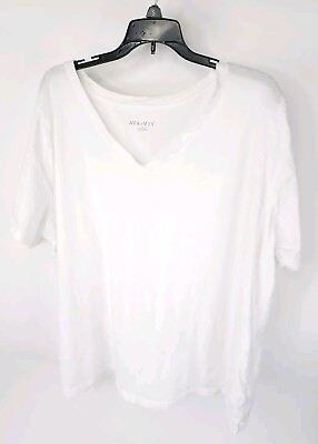 #ad Ava Viv Womens 2X White V Neck T Shirt Top