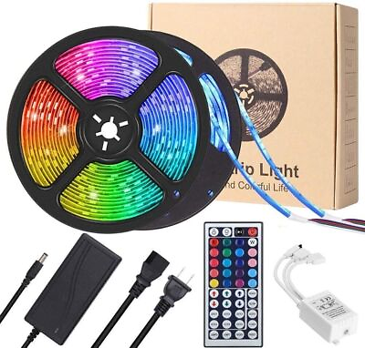 #ad LED Strip Lights 100ft 50ft Music Sync Bluetooth 5050 RGB Room Light with Remote