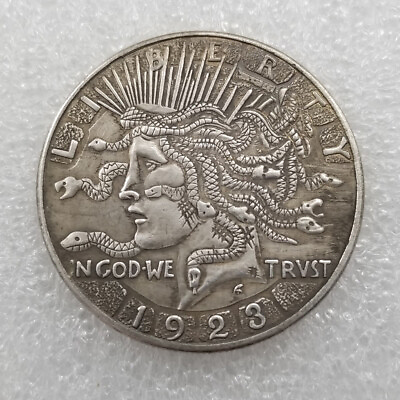 #ad 1923 Queen with Snakes Liberty PEACE One Dollar Hobo Nickel Coin Collectible R1