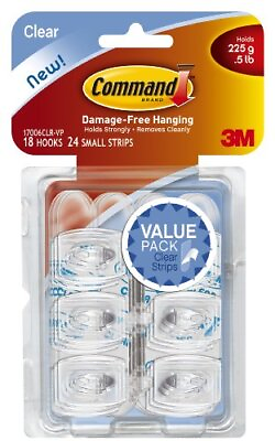 #ad Command Clear Mini Hook Value Pack 18 Hook 226.8 G Capacityplastic Clear