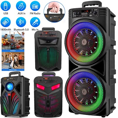 #ad 6000W Portable Bluetooth Speaker Sub woofer Heavy Bass Sound System Party Mic