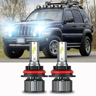#ad For 2002 2003 2004 2005 2006 2007 Jeep Liberty LED Headlights 9007 High Low Beam