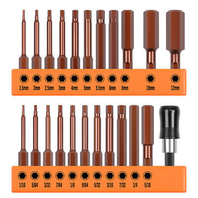 #ad 23PC Hex Head Allen Wrench Drill Bit Set Metric SAE S2 Steel Magnetic Tips 2.3quot;