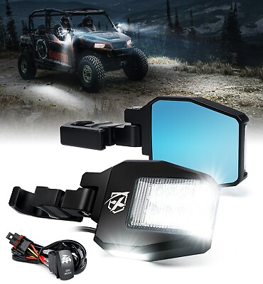 #ad Xprite UTV LED Side View Mirrors w Puddle Lights Fit 1.75quot; 2 Inch Roll Cage Bar