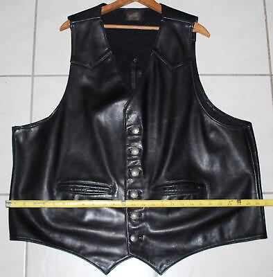 #ad HARLEY Custom Vest 2X 3XL Fine CALFSKIN Leather Western BIKER Motorcycle LARGE