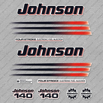#ad Johnson 140 HP Four Stroke EFI 2003 2005 White Cowling Outboard Decals Set