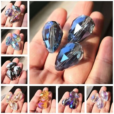 #ad 24x17mm Teardrop Glass Beads Faceted Crystal Loose Bead Craft Jewelry Charm 5Pcs