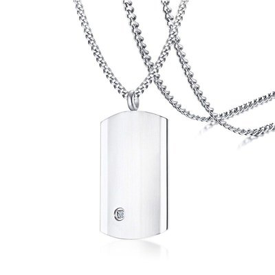 #ad Silver Matte Women Single Cz Pendant Chain for Female Jewelry Gift Necklace 60cm