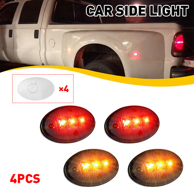 #ad For Ford F350 F Series LED Fender Bed Side Marker Lights Smoked Lens Amber Red