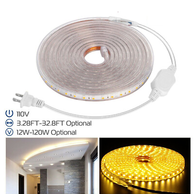 110V LED Strip Light SMD 5050 Flexible Tape Home Outdoor Lighting Rope US Plug