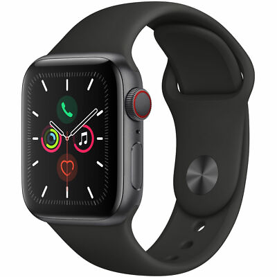 #ad Apple Watch Series 5 40mm Space Gray Aluminum Case Black Sport Band GPS CELL