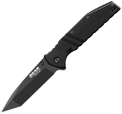 #ad Bear Edge Liner A O Folding Knife 3.5quot; Stainless Steel Blade Black G10 Handle