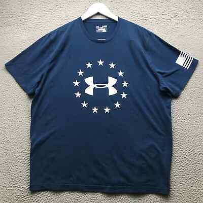 #ad Under Armour Freedom Tactical T Shirt Men#x27;s XL Short Sleeve Graphic Blue