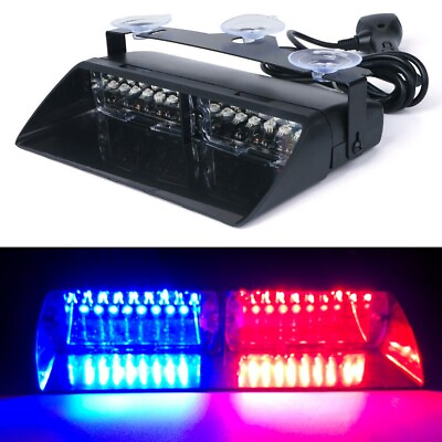 #ad Flash Police Lights 12V Car Redamp;Blue 16 Led Suction Cup Urgency Strobe Lamps