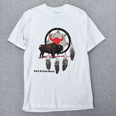 #ad Vintage Buffalo Bison T Shirt Medium Bamp;B Ranch Dreamcatcher Western Nature