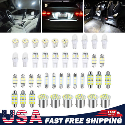 #ad 42PCS Car Interior Combo LED Map Dome Door Trunk License Plate Light Bulbs White