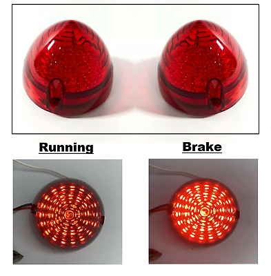 Pair LED Tail Light Inserts Brake Lamp Red Lens For 1956 Chevy Cars