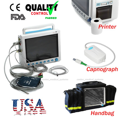 #ad ICU CCU Machine Patient Monitor Vital Signs CMS8000ETCO2 capnographPrinterBag