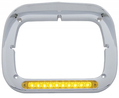 #ad Single Headlight Bezel with Visor 10 Amber LED with Amber Lens Light Bar
