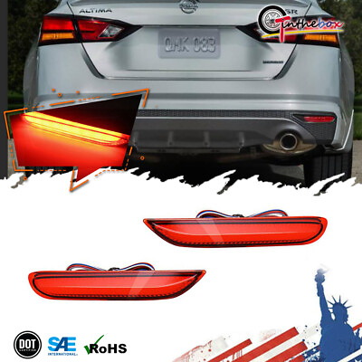 #ad LED Rear Bumper Reflectors Tail Signal Brake Lights For 2019 2021 Nissan Altima