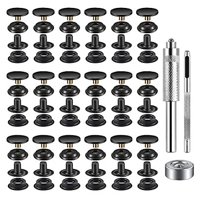 #ad 72 Pieces 18Sets Snap Fastener Kit Tool 15MM Snap Button kit Snaps for Leat...