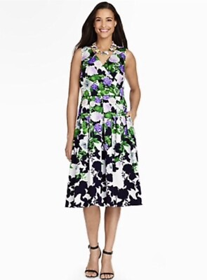 #ad Talbots Oprah Magazine Sz 6 Floral Fit And Flare Dress