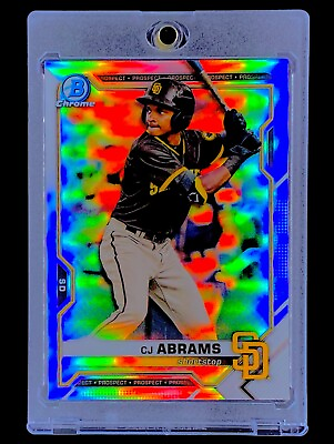 #ad CJ ABRAMS ROOKIE REFRACTOR Topps Chrome Bowman RC Prospect Card NATIONALS