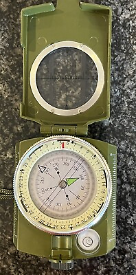 #ad Lensatic Compass army green US Military Issue Pouch bubble level 360 scale