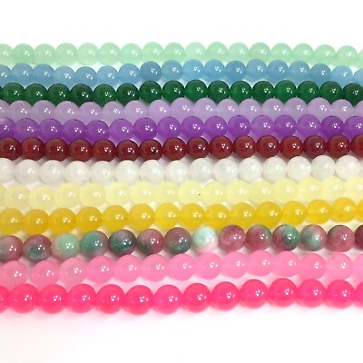#ad Natural Gemstone Jade Smooth Round Loose Bead 15quot; 4mm 6mm 8mm 10mm 12mm