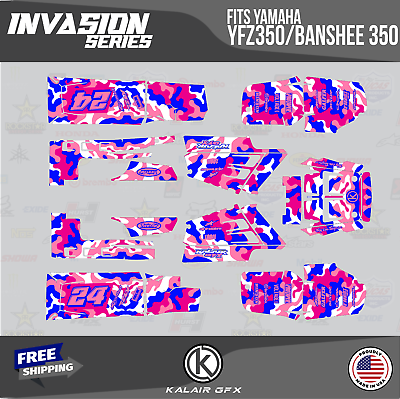 #ad Graphics Kit for Yamaha YFZ350 Banshee 350 16 MIL Invasion Series Pink