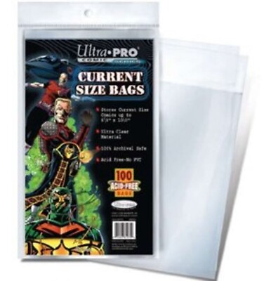 #ad Ultra Pro Current Modern Comic Book Bags 100 Bags Sleeves